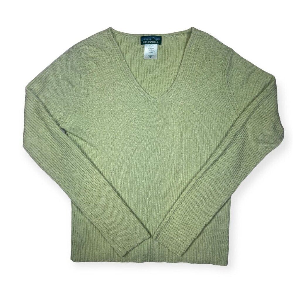 Patagonia Wool V Neck Sweater Green Women's‎ Medium